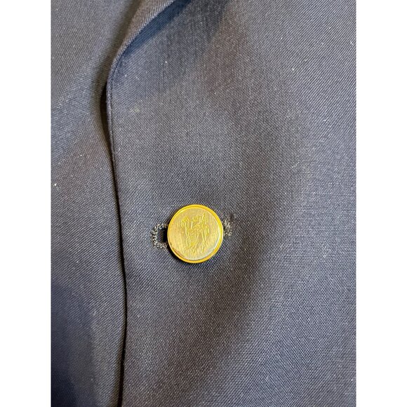 VTG Burberrys Mens Blazer Navy 100% Wool Made In USA Size 44R gold buttons - Picture 10 of 16
